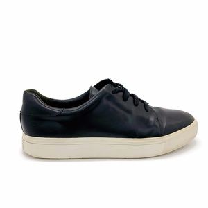 Vince Bale Glossy Black Leather Low Top Sneakers